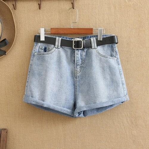 Jean Shorts Women Summer Plus Size Denim Short Leggings For Fatwomen Under 220 Pounds Wear Fashion Jeans The Belt Is A Freebie