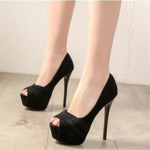 Women Peeptoe Pumps 10/12/14CM High Heels Platforms Shoes Sexy Hakken Fashion 2020 Women Stiletto Heels Party Womens Shoes Heels
