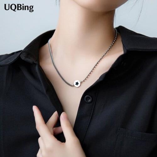 Simple Vintage Women 925 Sterling Silver Round Coin Star Collar Collier Necklaces Jewelry Wholesale