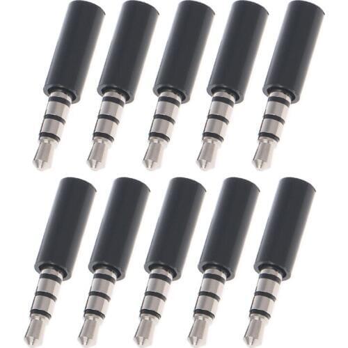 10x Gold Plated 4 Pole 3.5mm Male Stereo Earphone Headphone Jack Plug Soldering