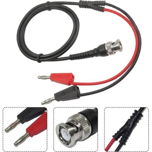 120CM BNC Q9 To Dual 4mm Stackable Banana Plug with Socket Test Leads Probe Cable