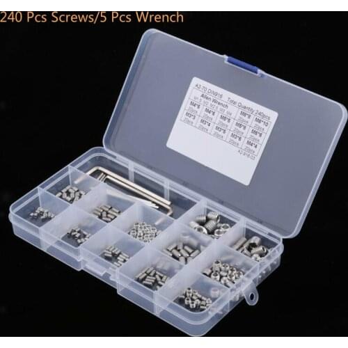 240Pcs M3/M4/M5/M6/M8Stainless Steel Allen Head cup point Hex Socket Set Screw Headless screw