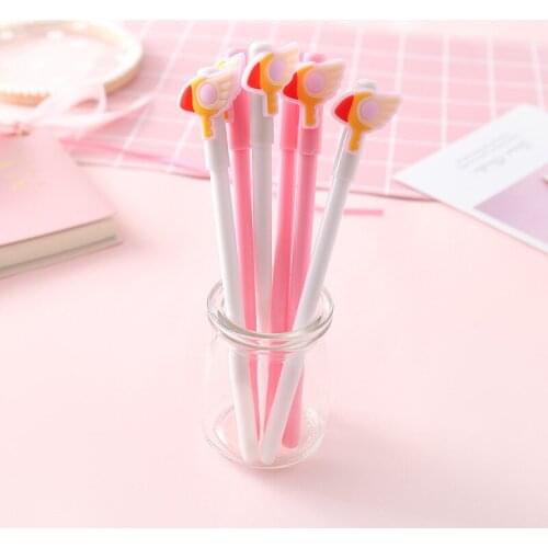50PCS Pink Girl Heart Magic Bird Cane Gel Pens Cute Girl Signature Pen Black 0.5mm Cute Stationery Office Accessories