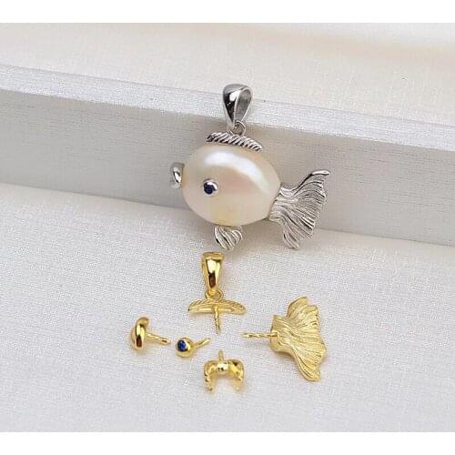 925 Sterling Silver Pendant Mounts Findings Settings Jewelry Fittings Women Accessories for Edison Irregular Baroque Pearls