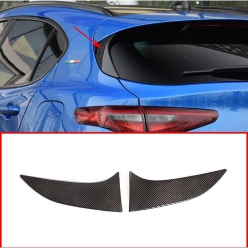 Car Exterior Part Rear Door Tailgate Triangle Decorative Panel Trim ABS Carbon For Alfa Romeo Stelvio 2017 -2020 Car Accessories