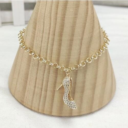 NEW Champagne Gold Color High Heels Bracelet Cubic Zirconia Love Jewelry for Beautiful Girl Friend Gift Dropshipping Wholesale