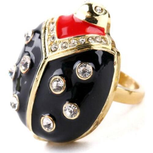 Enamel Animal Ring For Women Gold Color Cute Ladybug Pendants Lovely Girls Fashion Friendship Zine Alloy