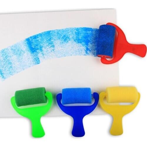 Sponge Brush Foam Painting Roller Brush Kids Craft Tool Drawing Toys Painting Supplies Kids Educational Toys 4pcs/pack