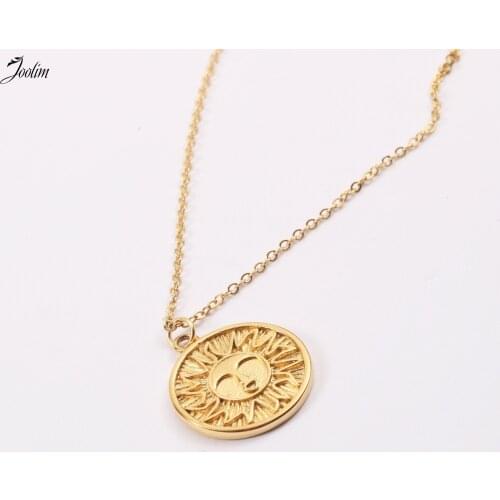 Joolim Jewelry PVD Gold Finish Antique Apollo Pendant Necklace For Women 2021 Stylish Stainless Steel Necklace