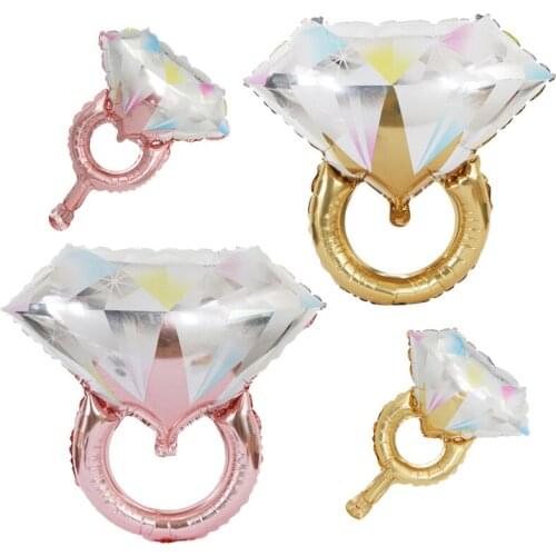 Colorful diamond ring balloon golden rose gold ring aluminum foil balloon wedding arrangement decoration diamond ring balloon