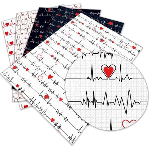 Synthetic Leather Printed Heart Pattern Love Sheet for DIY Bag Material Fabric A4 22*30CM