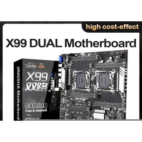 JINGSHA X99 Dual CPU Motherboard LGA 2011-V3 Socket Onboard VGA USB3.0 10* SATA3.0 NVMe M.2 And 8* DDR4 ECC REG Up to 256GB
