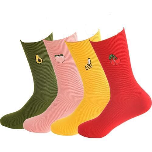 Autumn winter cute kawaii style fruit socks female lady girls colors socks retro short tube candy colored sox