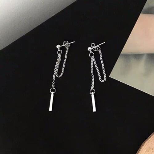 Trendy cold wind Netflix earrings female chain tassel earrings temperament punk hipster earrings earrings clip