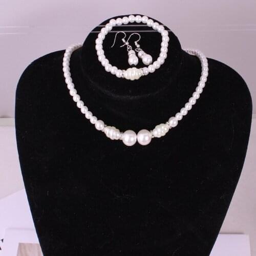 Fashion Pearl Full Rhinestone Ball Necklace Earring Bracelets Crystal Beads pendant Vintage Simulated Pearl Jewelry set