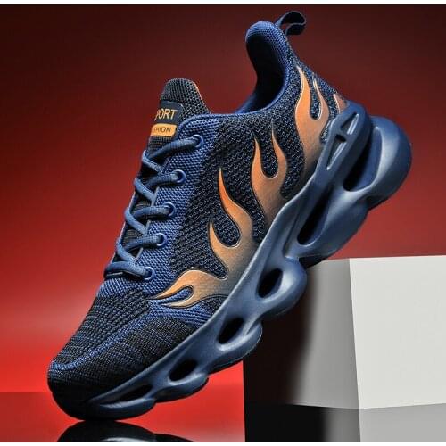 Hot Sale Blue Flame Blade Shoes Men Casual Sneakers Knitting Mesh Breathable Comfort Platform Men Blade Sneakers zapatos hombre