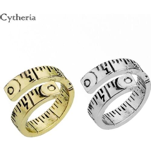 Ruler shape Ring Men Creative measure Ring Vintage Personality Adjustable Cool Gothic rings Bronze Jewelry Men Party Ring