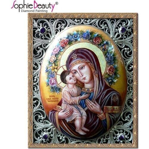 Sophie Beauty Home 3d Diy Full Diamond Painting Cross Stitch Rhinestone Embroidery Set Stick Virgin And Jesus Mosaic Craft Kit