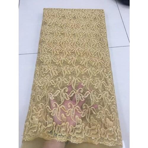 New African Lace Fabric 2021 High Quality Embroidery Nigerian Sewing Beaded Soft French Tulle Lace Fabric 5 Yards J183