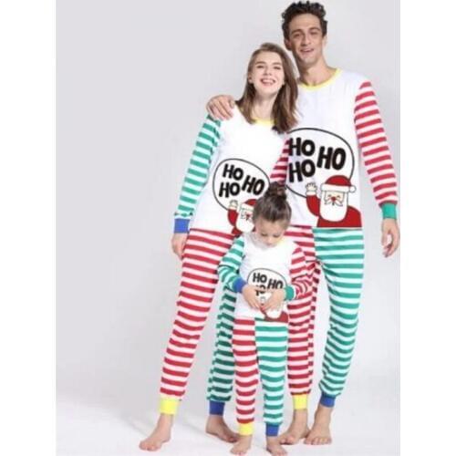 New Year Family Matching Stripe Long Sleeve Christmas Pajamas Sets Dad Mom Kids T-Shirt+Trousers Mommy and Me Sleepwear Clothes