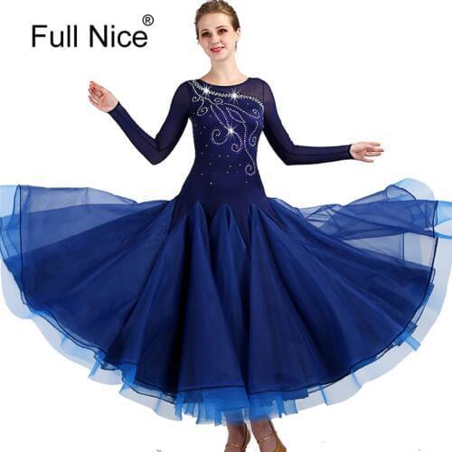 Customized modern dance competition costumes dress High quality new ballroom dance dress Rhinestone tango waltz dancing dress