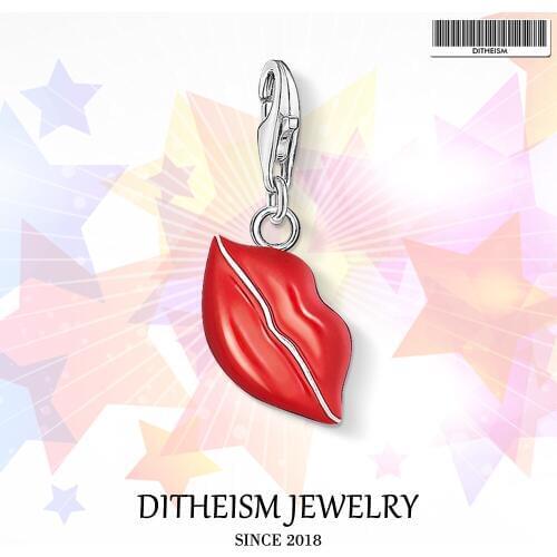 Kissing Lips Charms Pendant,2018 Fashion Jewelry 925 Sterling Silver Romantic Gift For Women Girls Fit Bracelet Necklace Bag