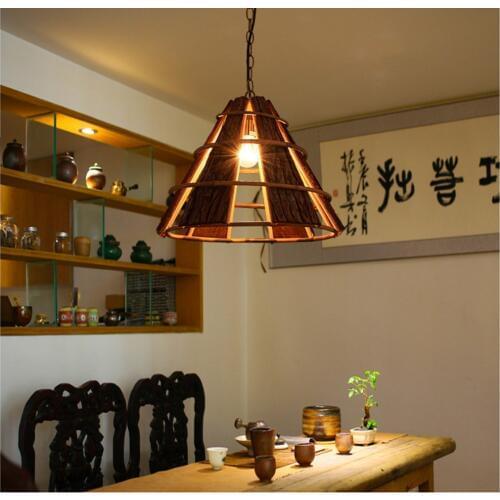 Pendant Lights Restaurant wooden logs creative personality creative tatami cake shop coffee house light pendant lamp LU725214