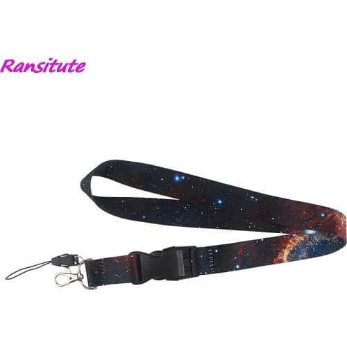 Ransitute R1587 Universe Starry Sky Painting Art Key Chain Buckle Lanyard Neck Strap For Phone Keys ID Card Creative Lanyards