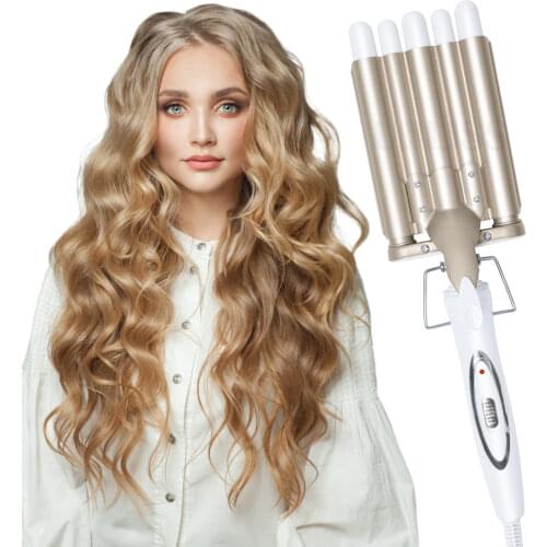 UKLISS Hair waver Mini Ceramic Hair Curlers 3 Barrels Big Wave Professional Iron Wave Wand Wave Hair Styler Curling Iron