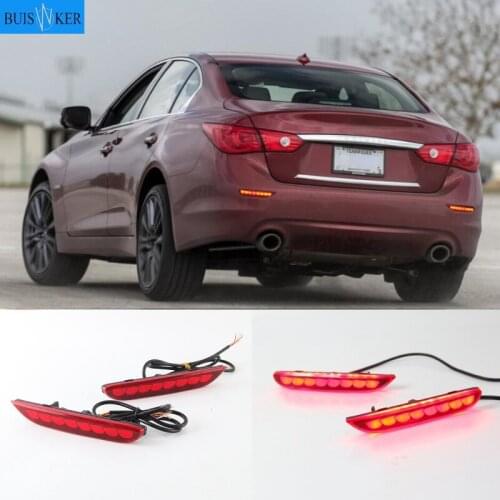 2-in-1 Functions LED Reflector Lamp Rear Fog Lamp Bumper Light Brake Light For Infiniti Q50 2014 - 2018