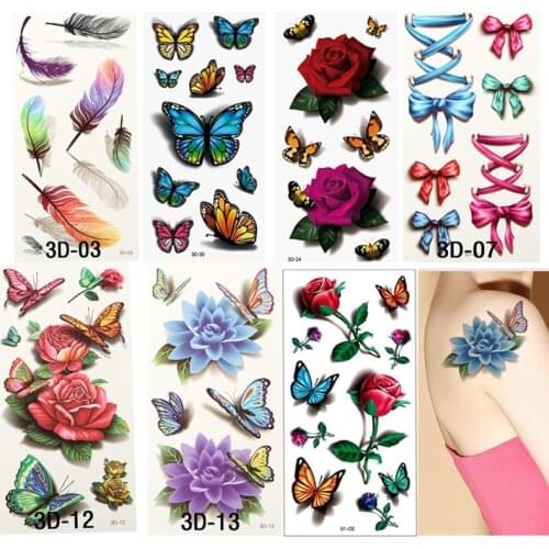 Temporary Tattoos For Man Woman Waterproof Colorful Black Tattoo Stickers 3D Pattern Shoulder Arms Legs DIY Body Art Tattoo