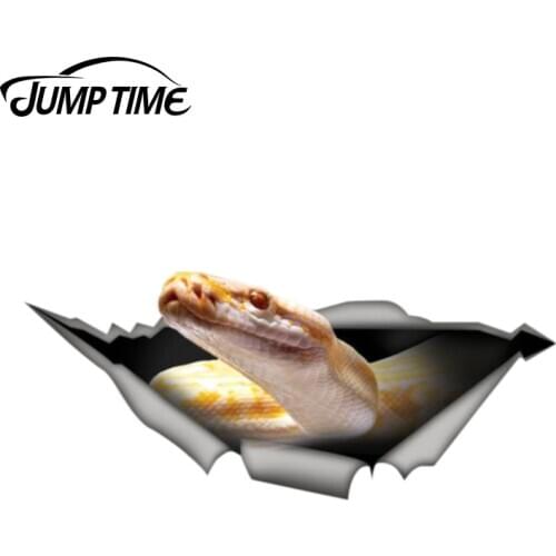 Jump Time 13cm x 5cm Albino Burmese python Car Sticker Torn Metal Decal Reflective Sticker 3D Funny Decal Car Styling Waterproof