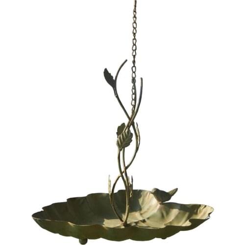 High Quality Outdoor Hanging Bird Feeder Garden Retro Leaf Statue Bird Feeding Tray Vintage Iron Bird Water Feeder