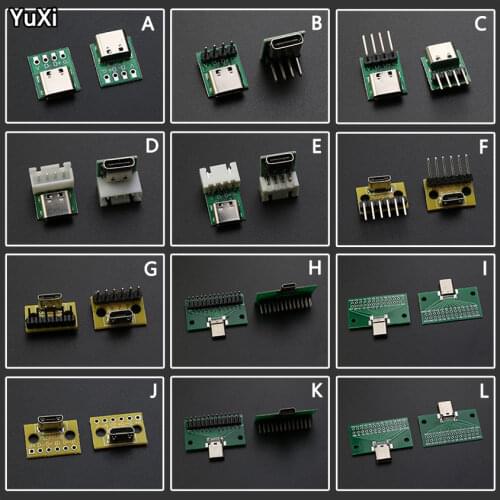 TYPE-C Male Female Test Board Double-sided Positive and Negative Plug USB 3.1 16P 24P to 2.54 High Current Power Adapter Board