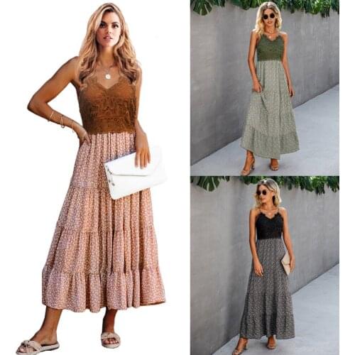 Women Summer Dresses 2021 New Fashion Dresses Printed Stitching Lace Patchwork Vestido De Mujer ONYLQ212S4151