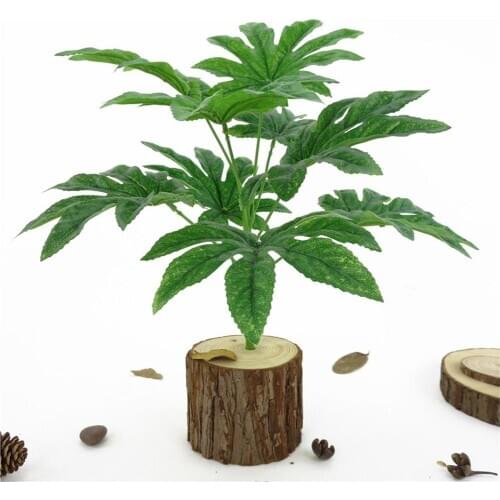 1 Pc Artificial Green Plant Fatsia Leaf Fake Simulation Bonsai Home House Decor Arrangement Accessories Ornaments Hot Sale 2021