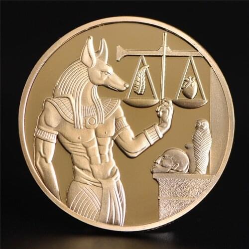 Nieuwe 1Pc Vergulde Egypte Death Protector Anubis Coin Copy Munten Egyptische God Van Death Herdenkingsmunten Collection Gift