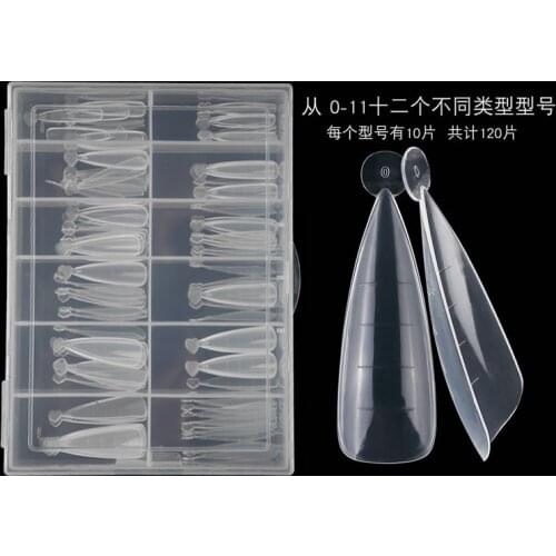 120pcs/box Waterdrop/U Shape Clear Mold Tips Quick Building Dual Forms Finger Extension UV #0-11 Acrylic False Nail Tip OP2-3JR