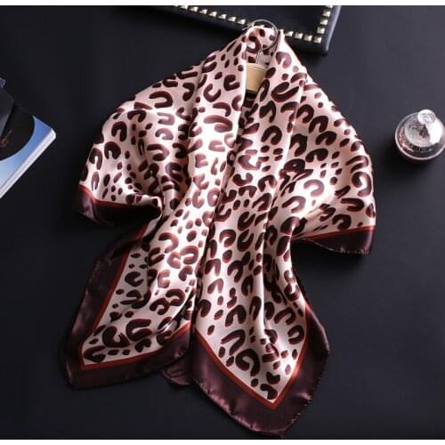 2021 Lady Silk Square Scarves Headband Fashion Women Scarf Leopard Print Female Hijab Foulard Shawls and Wraps Brand New