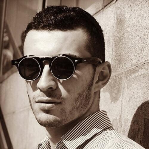 2019 Fashion Vintage Round SteamPunk Flip Up Sunglasses Classic Double Layer Clamshell Design Sun Glasses Oculos De Sol