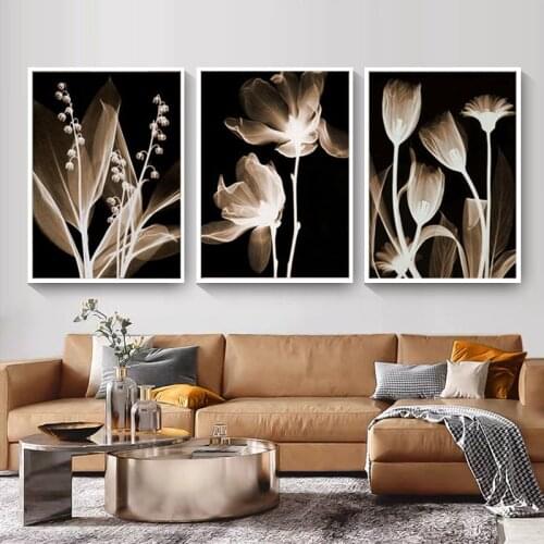 3pcs White Flowers Painting Poster Wall Art Canvas Painting Abstract Canvas Home Decor Pictures For Living Room Wall Painting
