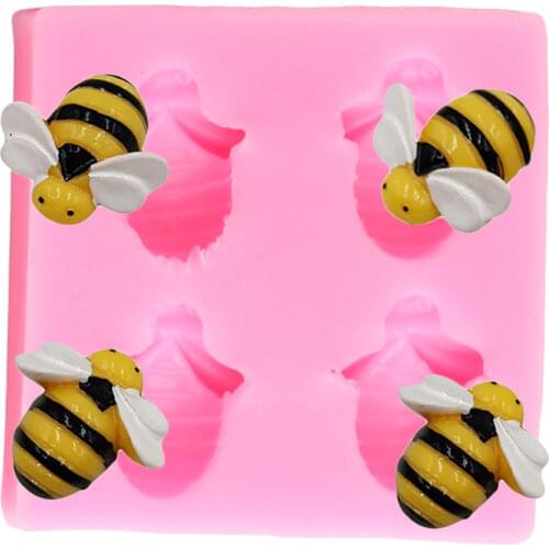 3D Cartoon Bee Silicone Mold Baby Birthday Candy Clay Fondant Molds Chocolate Cake Decorating Tools DIY Cupcake Baking Mould