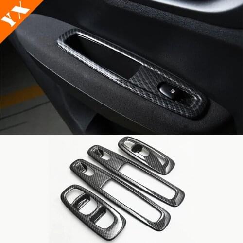 4pcs For Renault Kadjar 2015 16 17 2018 Car accessories ABS Carbon Car Armrest Door Window glass Lift Control Switch Cover trim
