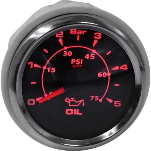 52mm Waterproof Oil Pressure Gauges 0-5 Bar 75 Psi Oil Press Meter with 8 Color Backlight Stainless Steel Bezel Gauge