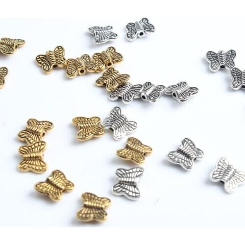 10mm 74pcs Alloy accessories Butterfly Beads Every bead gasket DIY men and women bracelet necklace ankle Accessories