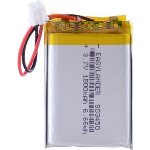 803450 3.7V 1800mAh LiPo Rechargeable Battery With JST XHR 2.54mm 2pin connector For MP3 DVD PAD camera GPS laptop mobile phone