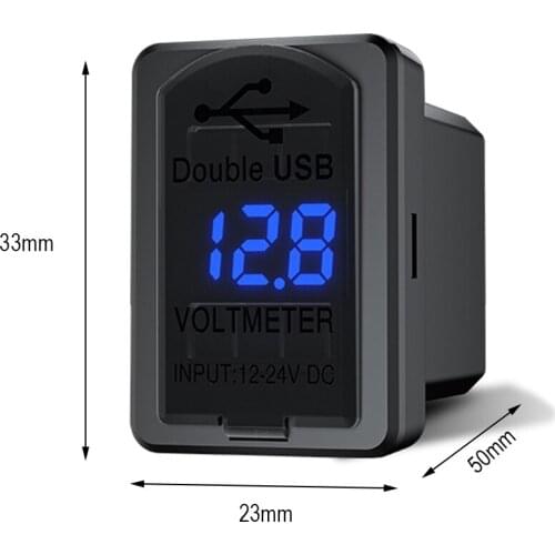 12V Dual USB Car Charger LED Voltmeter 4.8A Power Adapter For Toyota Smart Phone Tablet Navigator Mp3