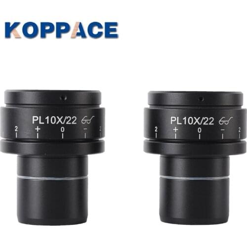 KOPPACE One Pair Binocular Microscope Eyepiece 2 PCS PL10X/22 Wide-Field High Eye point Microscope Eyepieces 30mm Interface