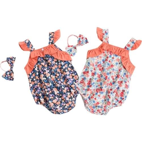 Flower Cotton Sleeveless Jumpsuit One piece Outfit Toddler Baby Girl Romper Summer Newborn Baby Girls Clothes
