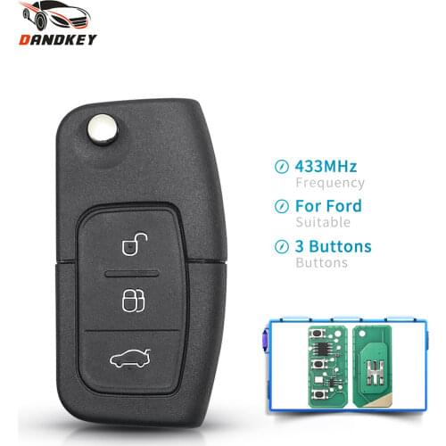 Dandkey 433MHz 4D63/4D60 Chip Car Flip Remote Key for Ford Fusion Focus Mondeo Fiesta Galaxy HU101/FO21 Blade DIY Vehicle Key